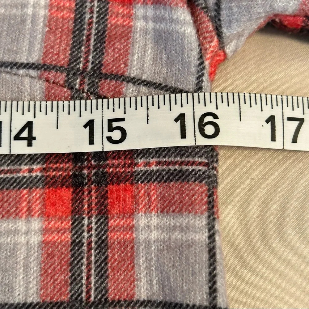 Simply Southern Women’s Sm Red Plaid Flannel Dress Faux Suede With Elbow Patches - Picture 8 of 10